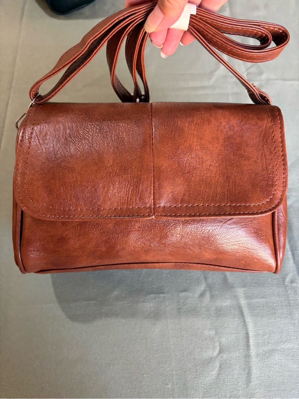 Chestnut Leather Crossbody Bag with Flap